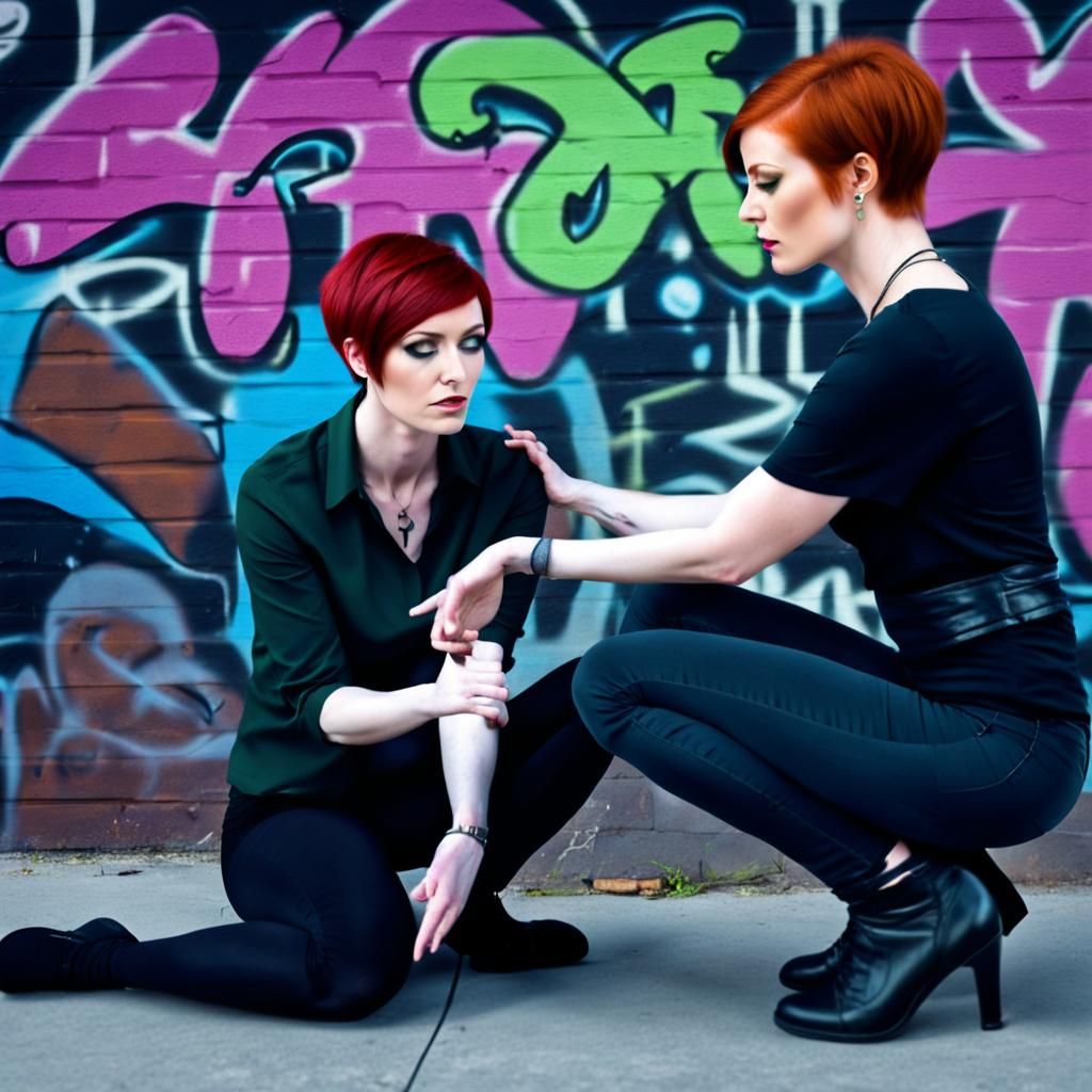Hypnotized Redhead in Graffiti Horror Style