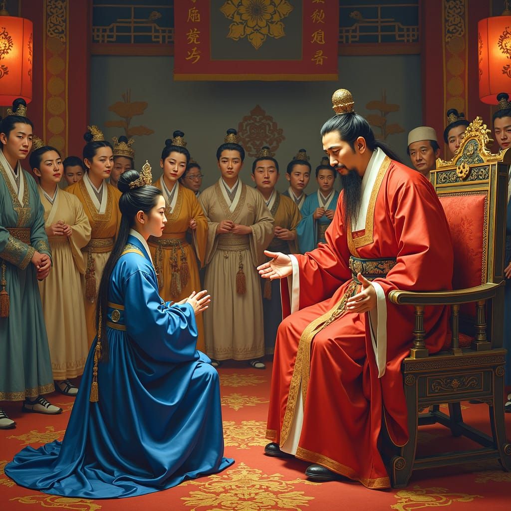 Korean Prince Kneels Before His Father in Lavish Throne Room