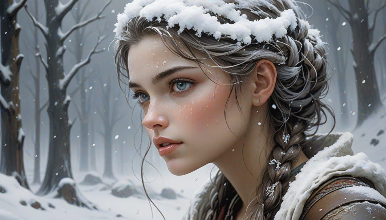 Snowy Train Platform in Hyperrealistic Style