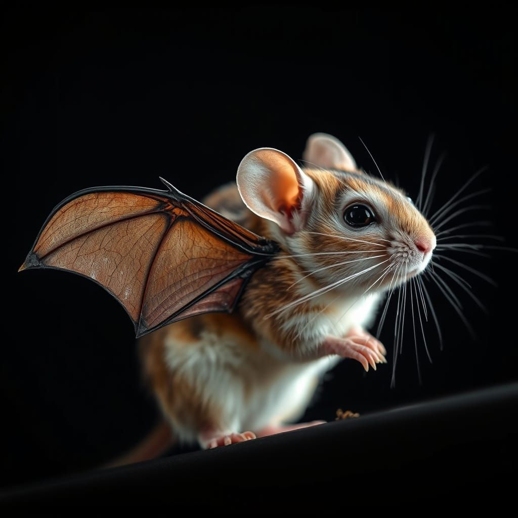 Hyperrealistic Gerbil-Bat Hybrid in Cinematic Style
