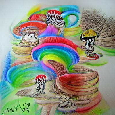 Psychedelic Magic Mushrooms in Dr. Seuss Style