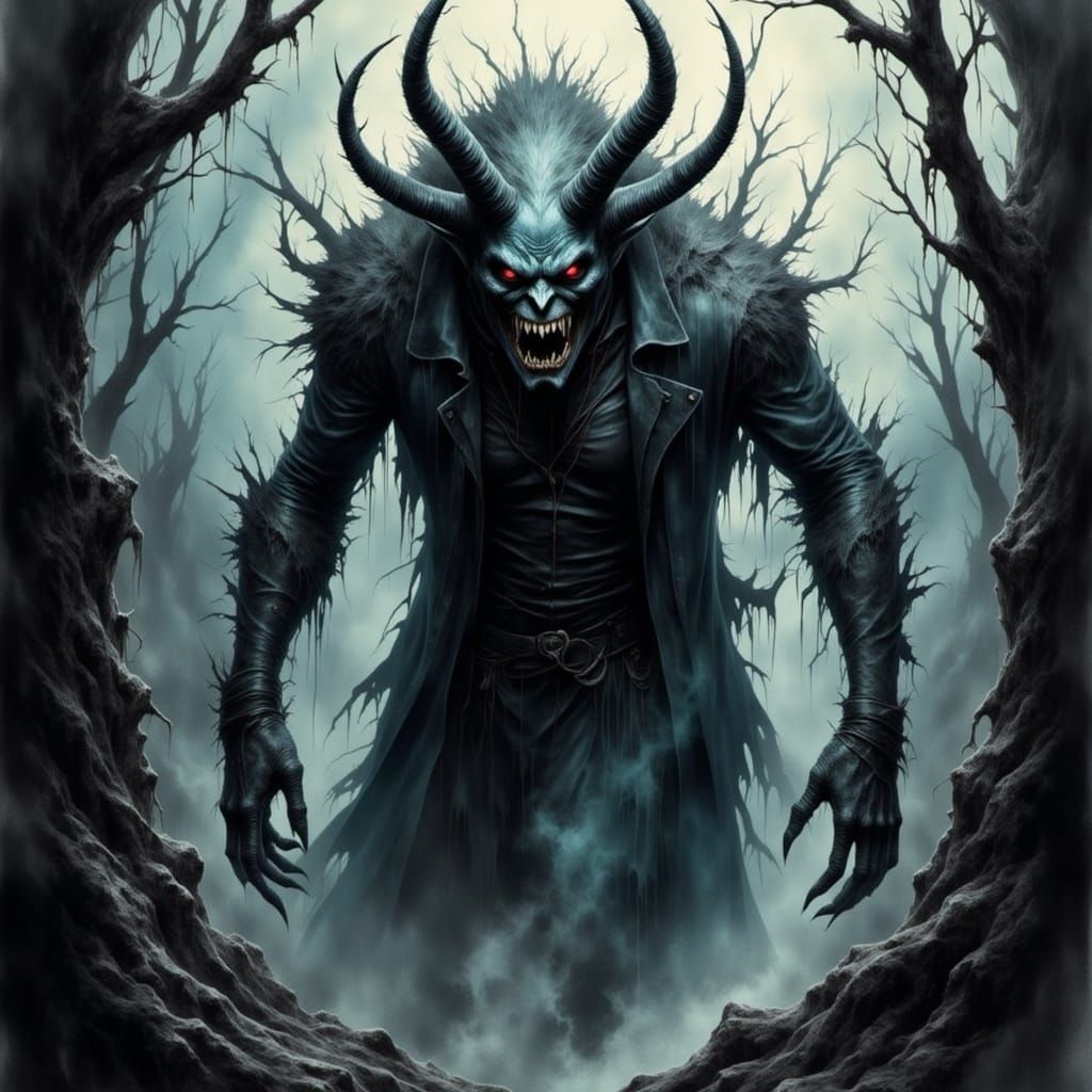 Gothic Demons in a Moonlit Landscape