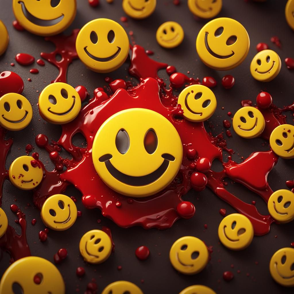 Disturbing Smiley Face Button with Bullet Hole