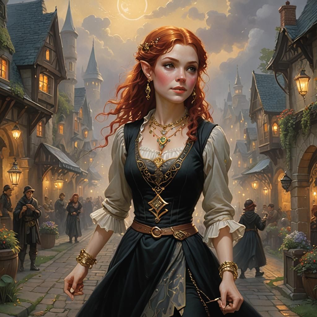 Redhead Halfling Thief in Ethereal Fantasy Style