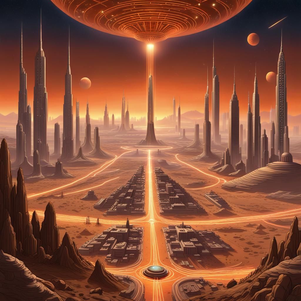 Marsport: Art Deco City Under an Orange Sky