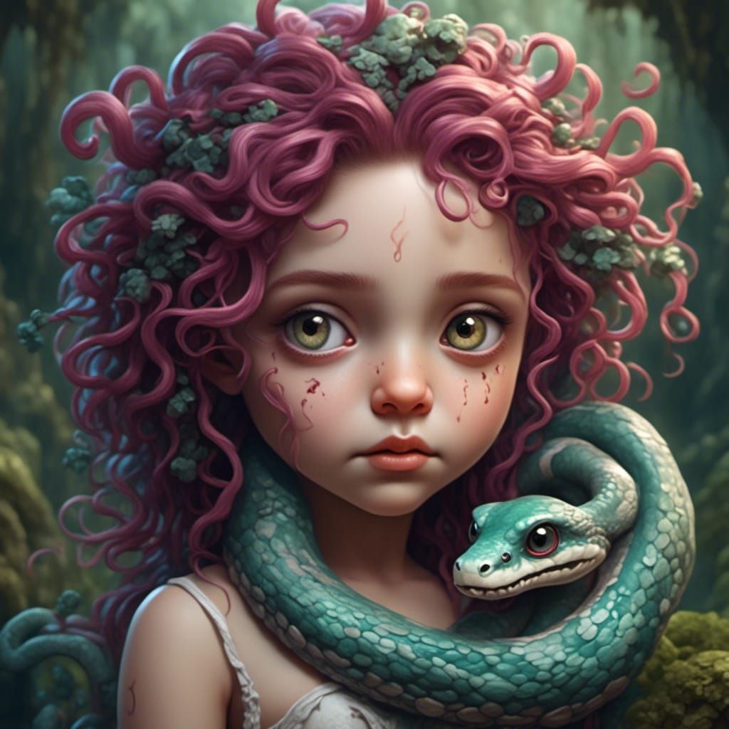 Adorable Chibi Medusa with Intricate Details