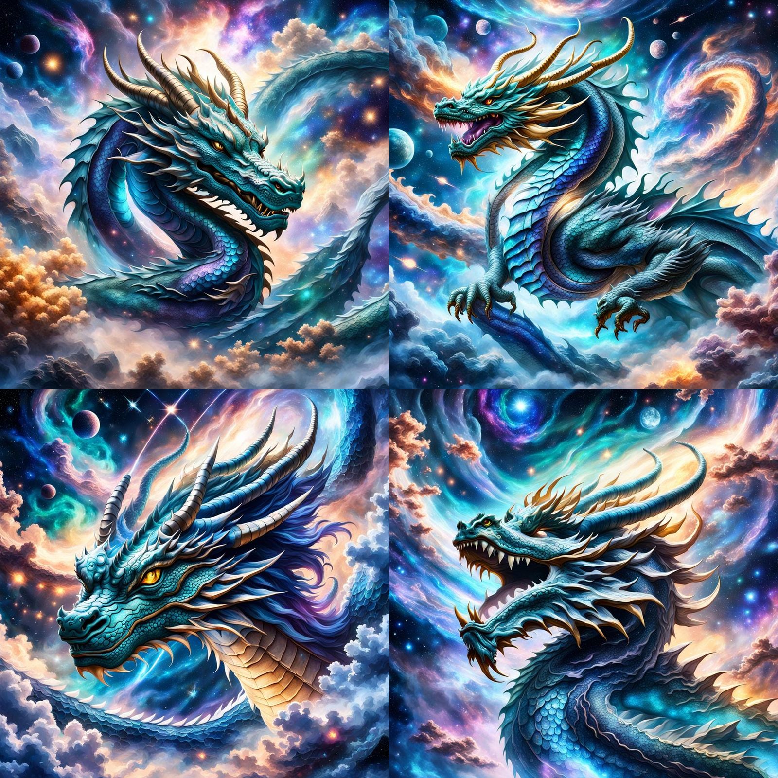 Asian Dragon in Space Nebula: Realistic Fantasy Art