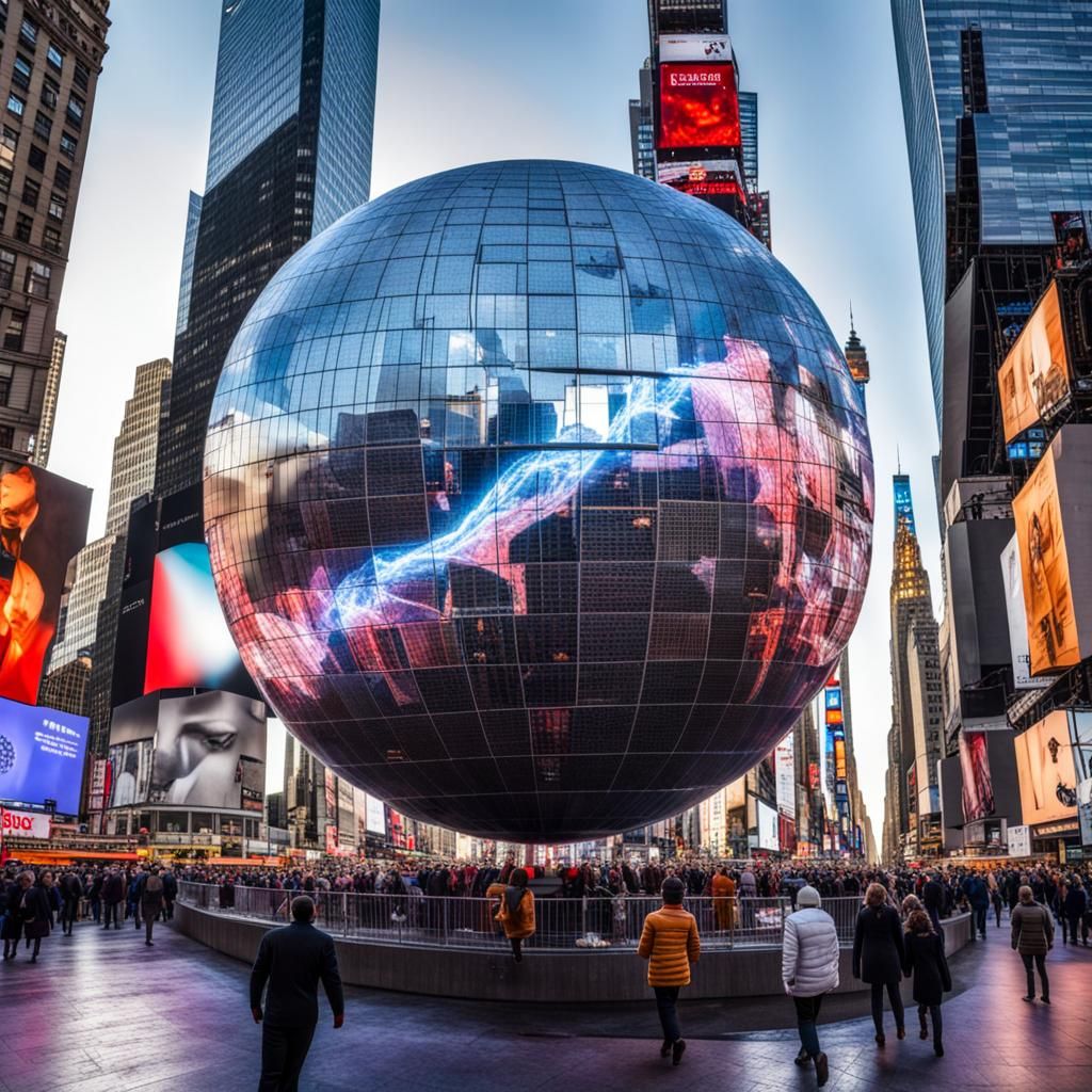 Energy Sphere Floats Over Times Square