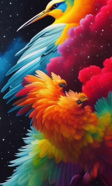 Celestial Grandala Bird Portrait in Inkpunk Style