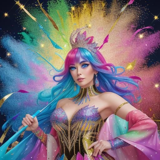 Glitter Enthusiast in Fauvist Expressionism Style