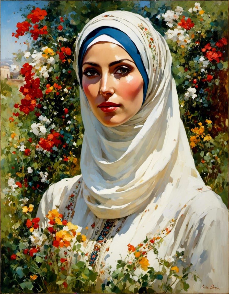 Mystic Garden: Portrait of a Masked Woman