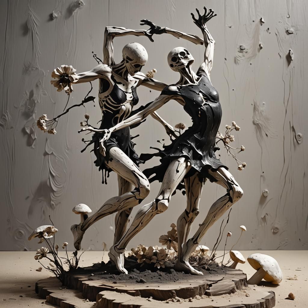 Hyperrealistic Sculpture of Abstract Dancer in Lodge