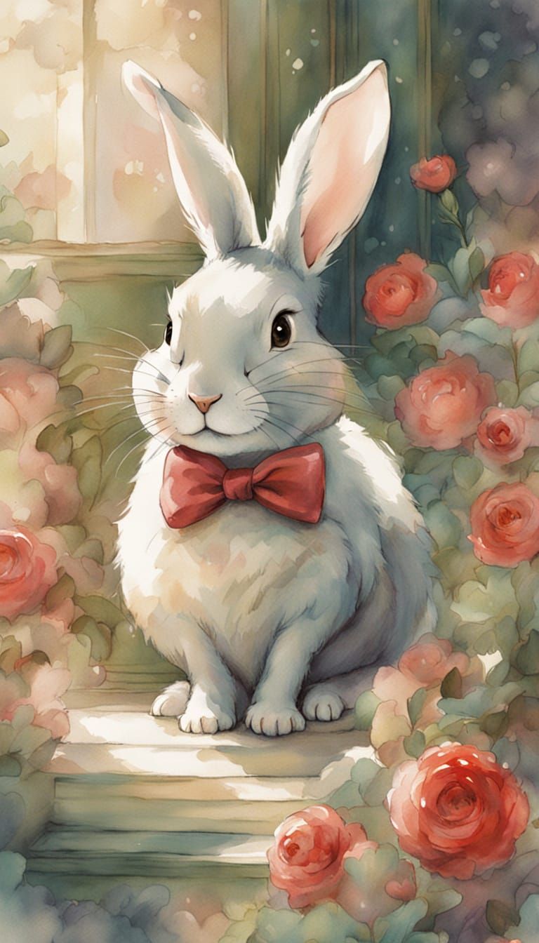 Ancient Japan Peter Cottontail in Whimsical Watercolor