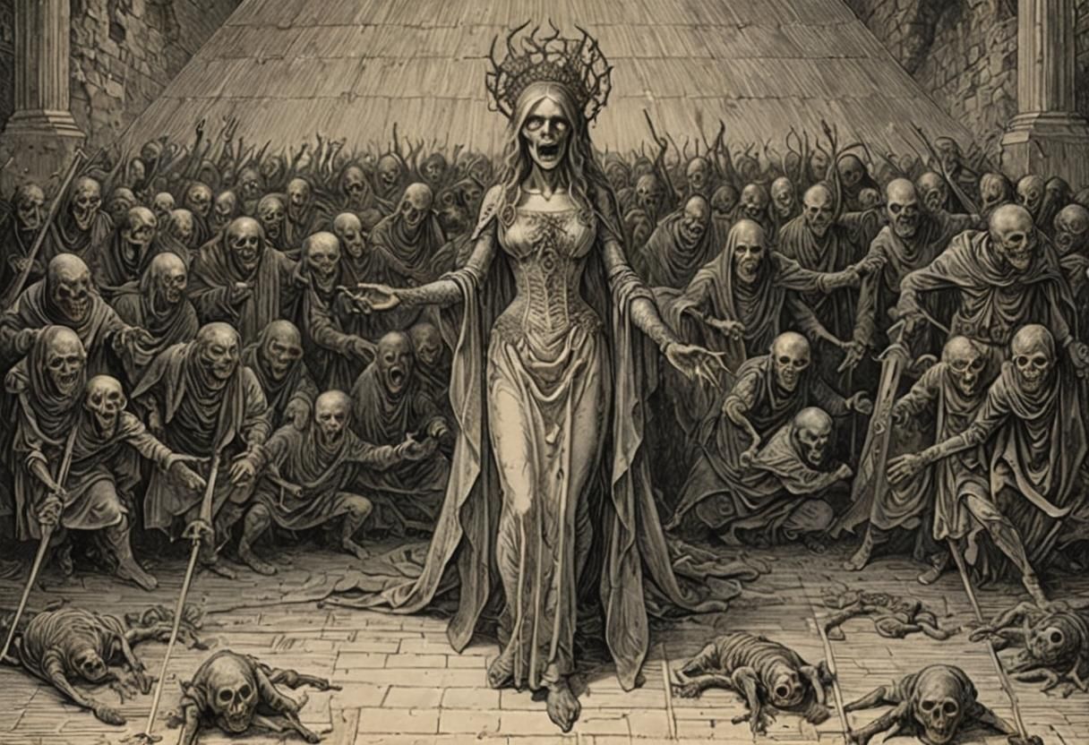 Dark Horror Scene in Doré Style