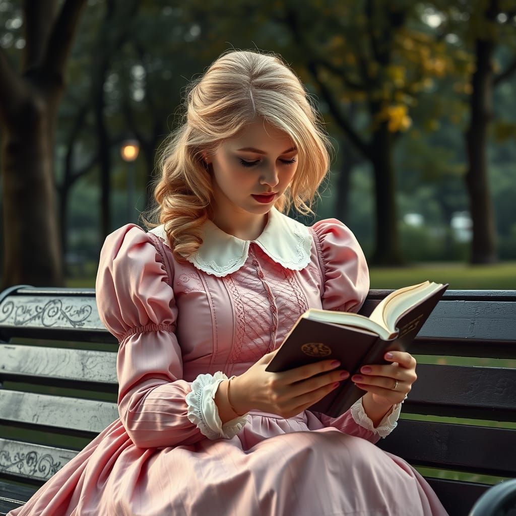 Epic Pink Dress Reading Scene in Digital Matte Painting