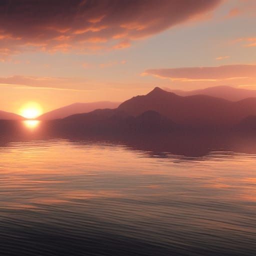 Sunset Boat on Peaceful Waters: Detailed Matte Painting