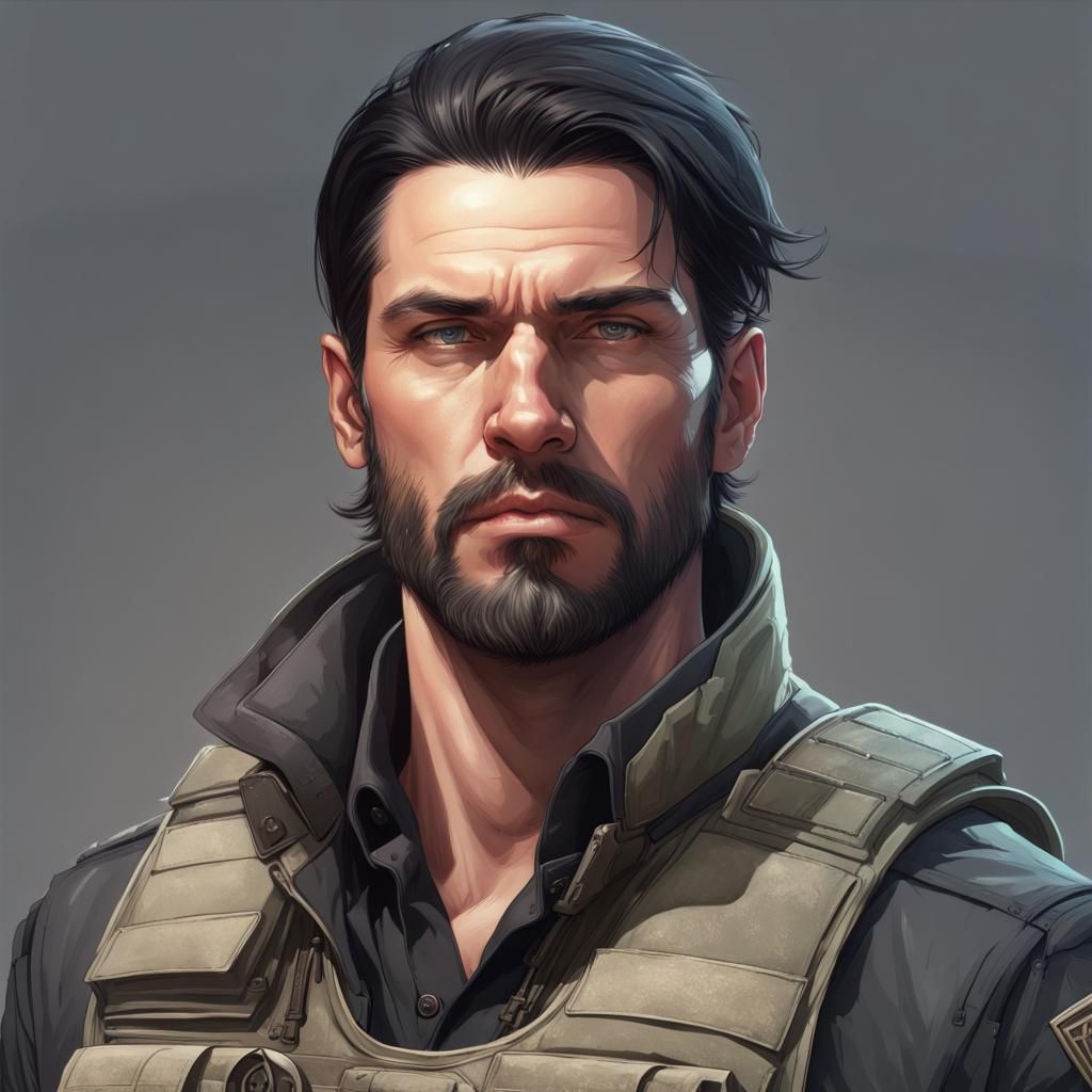 Militia Leader Portrait in Hyperdetailed Digital Art