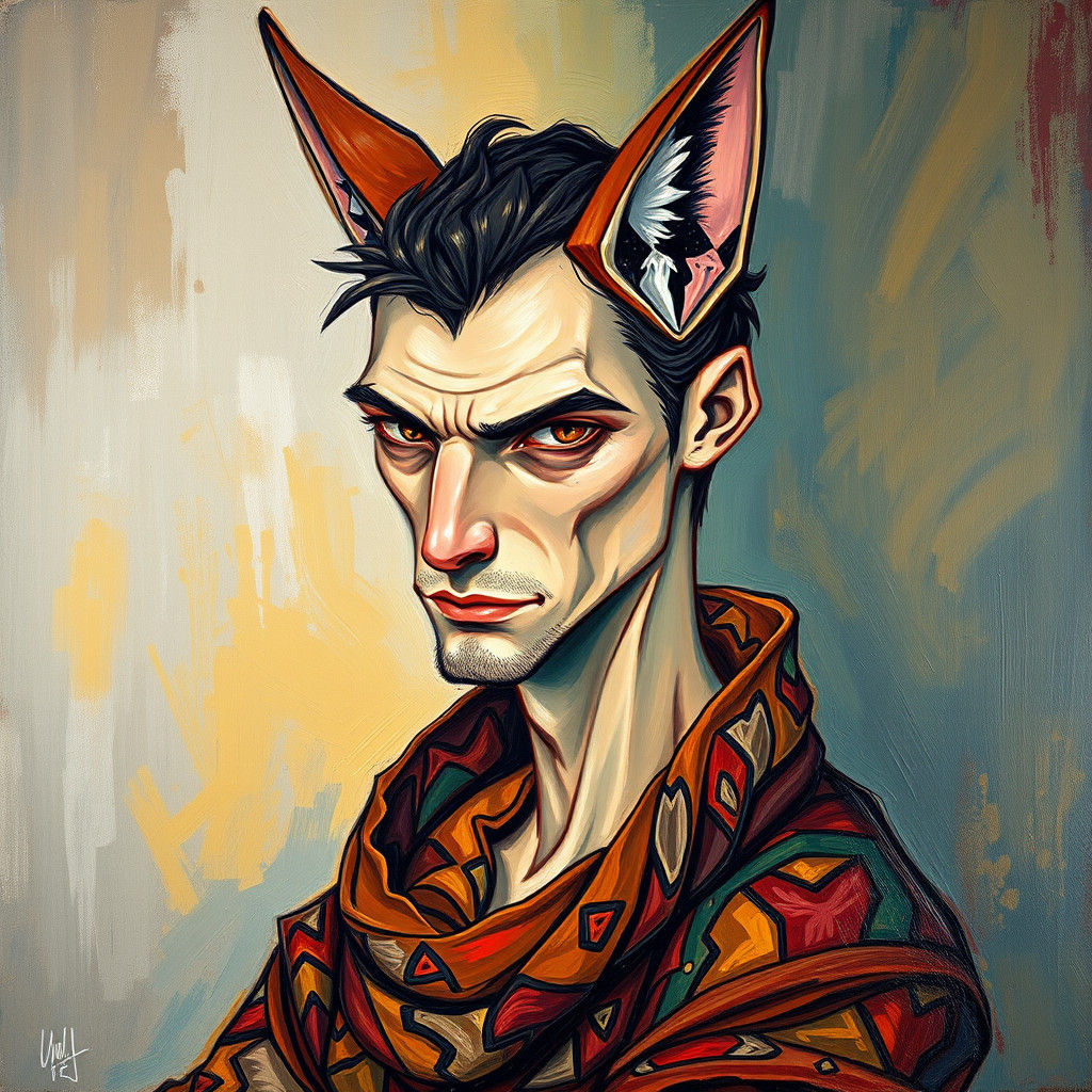 Fox-Eared Man in Neo-Impressionist Style