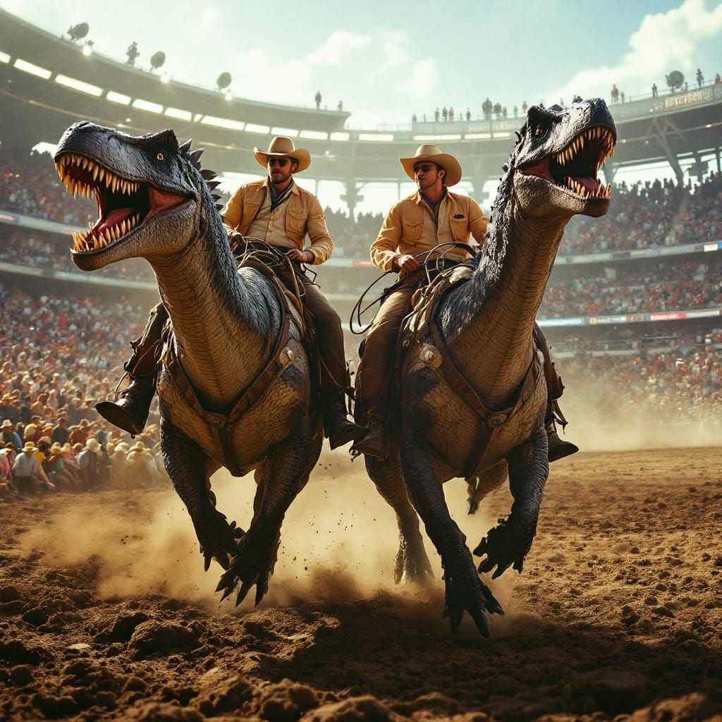 Dinosaur Rodeo: Scientists Ride Prehistoric Beasts in Stadiu...