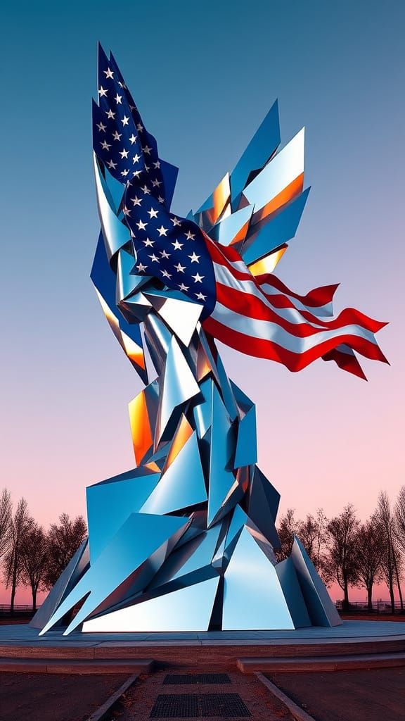 American Freedom in Futuristic Abstract Sculpture
