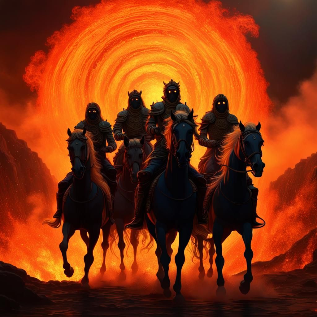 Four Horsemen of the Apocalypse in Silhouette Style