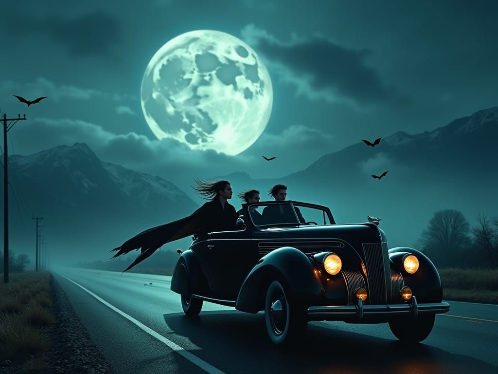 Midnight Vampires Cruise Under a Full Moon