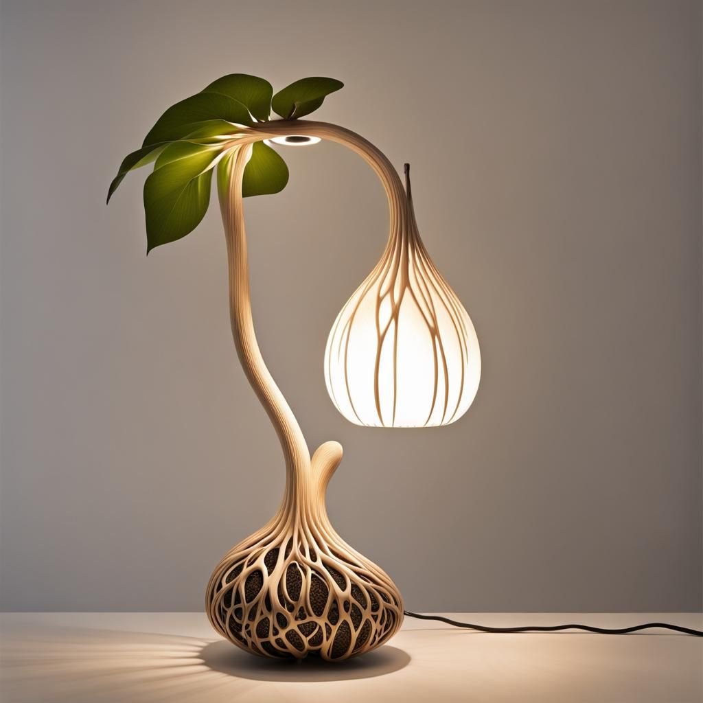 Organic Seed Pod Lamp with Roots