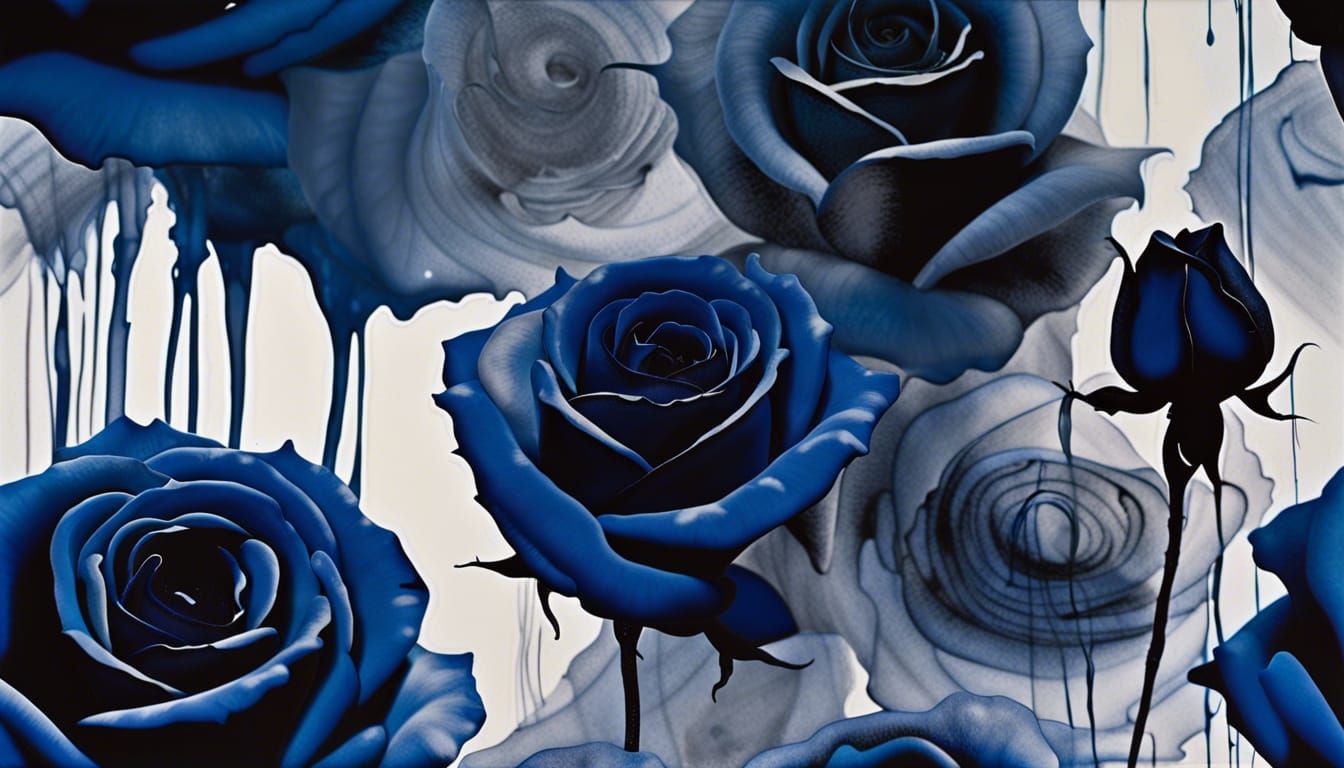 Liquid Ink Roses Dissolving into Smoke