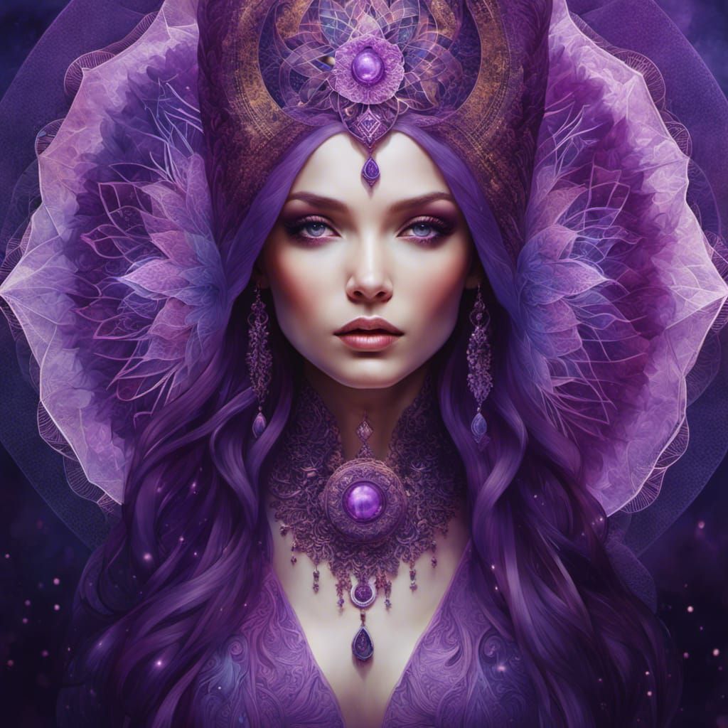 Detailed Purple Mandala in Digital Art Style