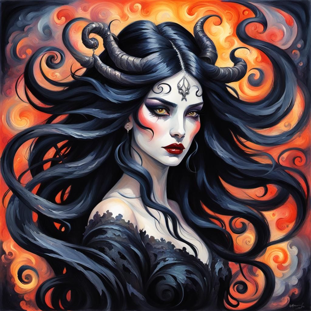 Beautiful demoness, goth girl