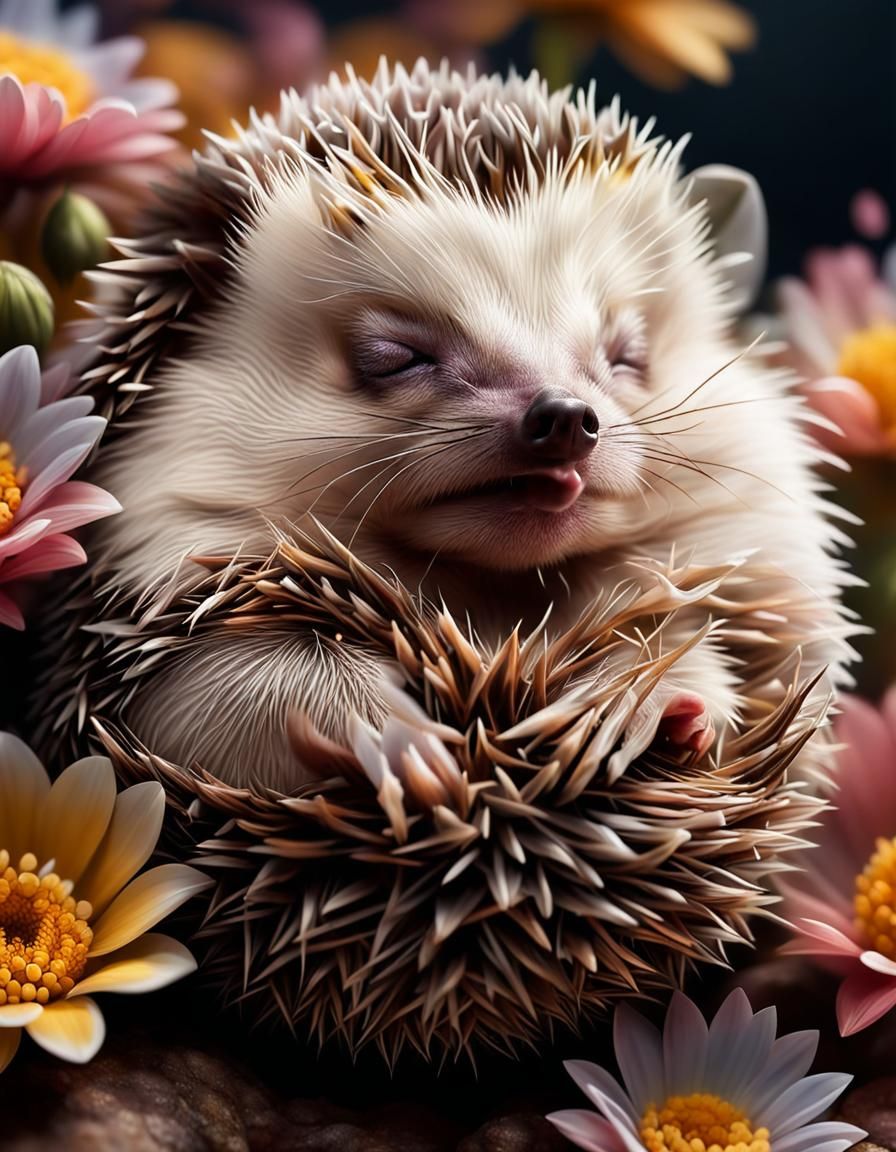 sleeping hedgehog baby