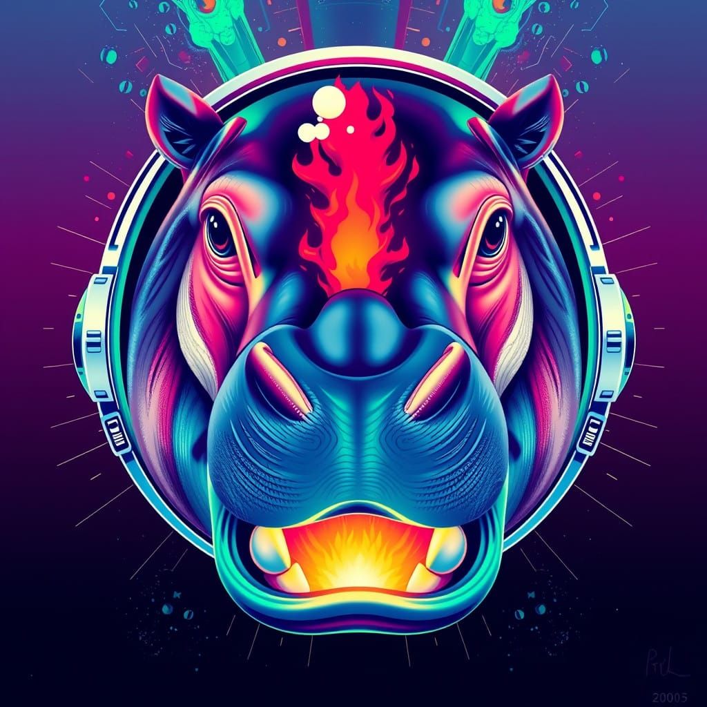 Hippopotamus Spaceman's Fiery Gaze