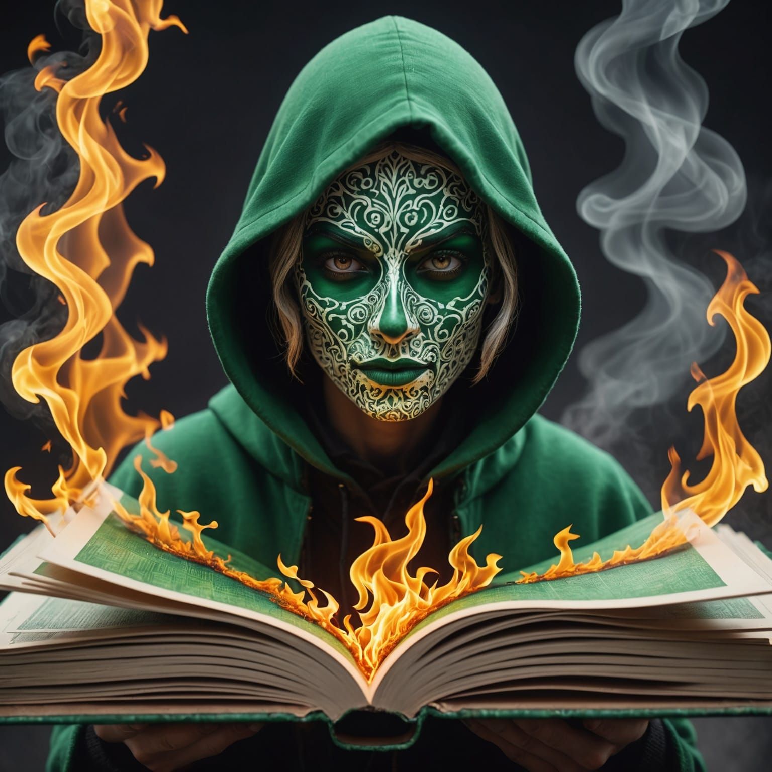 Fiery Thief Portrait Emerging from 3D Map