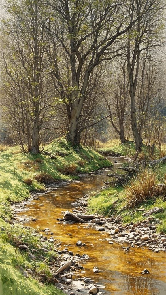 Early Spring Woodland Scene in Danish Countryside Style