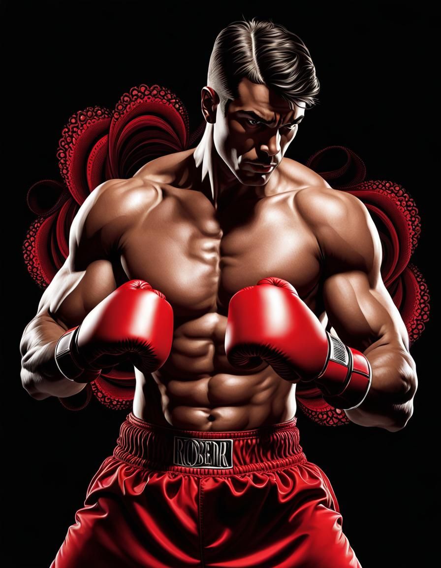 Handsome Boxer Poster in Abstract Vector Art Style