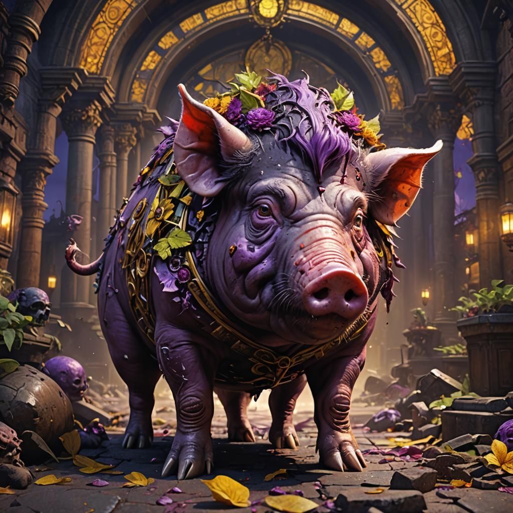 600 Pound Zombie Pig in Dark Fantasy Style