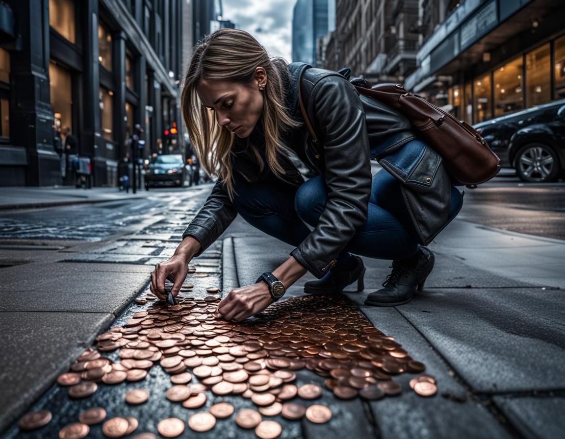 Woman Finds Lucky Penny on City Sidewalk