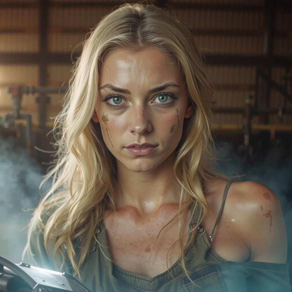 Factory Worker in Cooling Zone: Photorealistic Scene