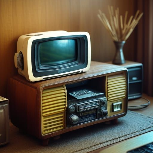 Cozy Retro Living Room with Vintage Electronics