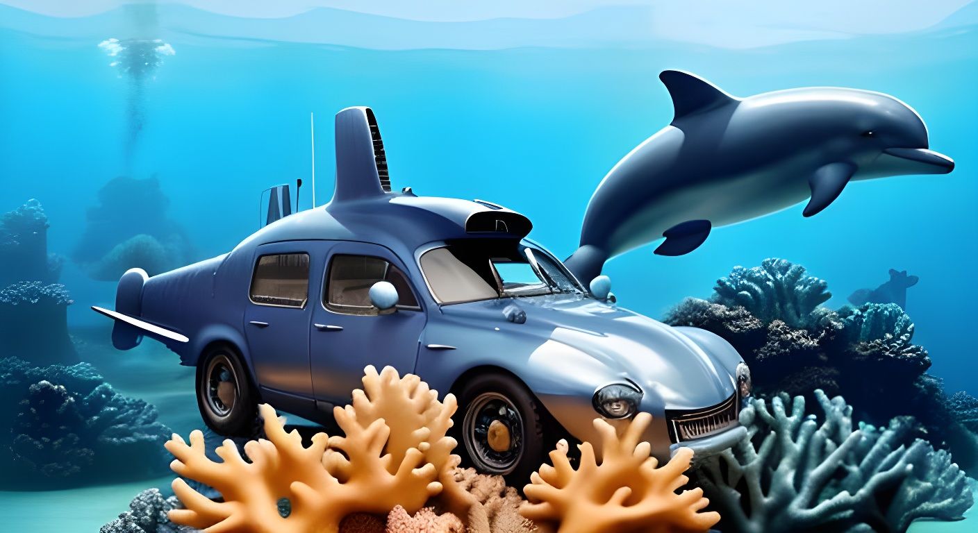 1950s Dolphin Submarine Car in Ocean