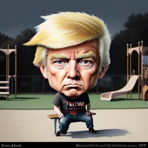 Chibi Bully on Playground in Watercolor Charcoal Style