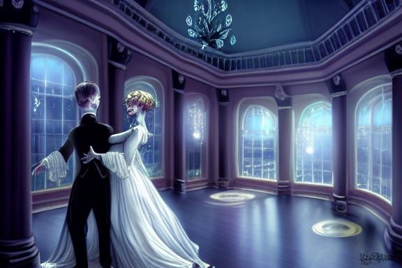 Victorian Ghosts Dancing in Haunted Ballroom