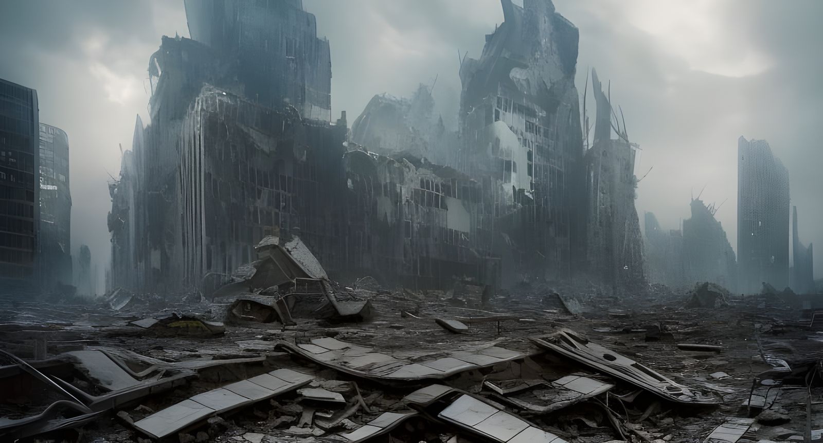 Apocalyptic Cityscape in Hyper-Realistic Style