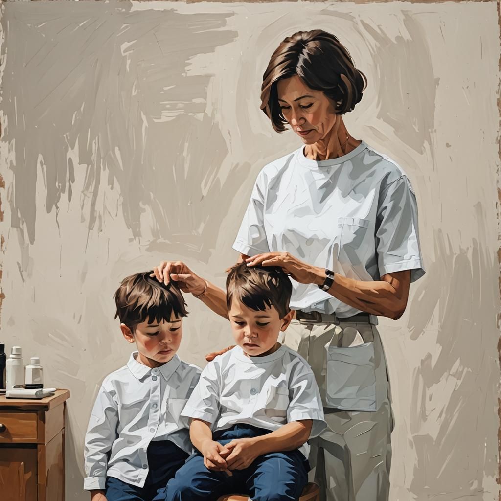 Minimalist Art: Haircut with Mother