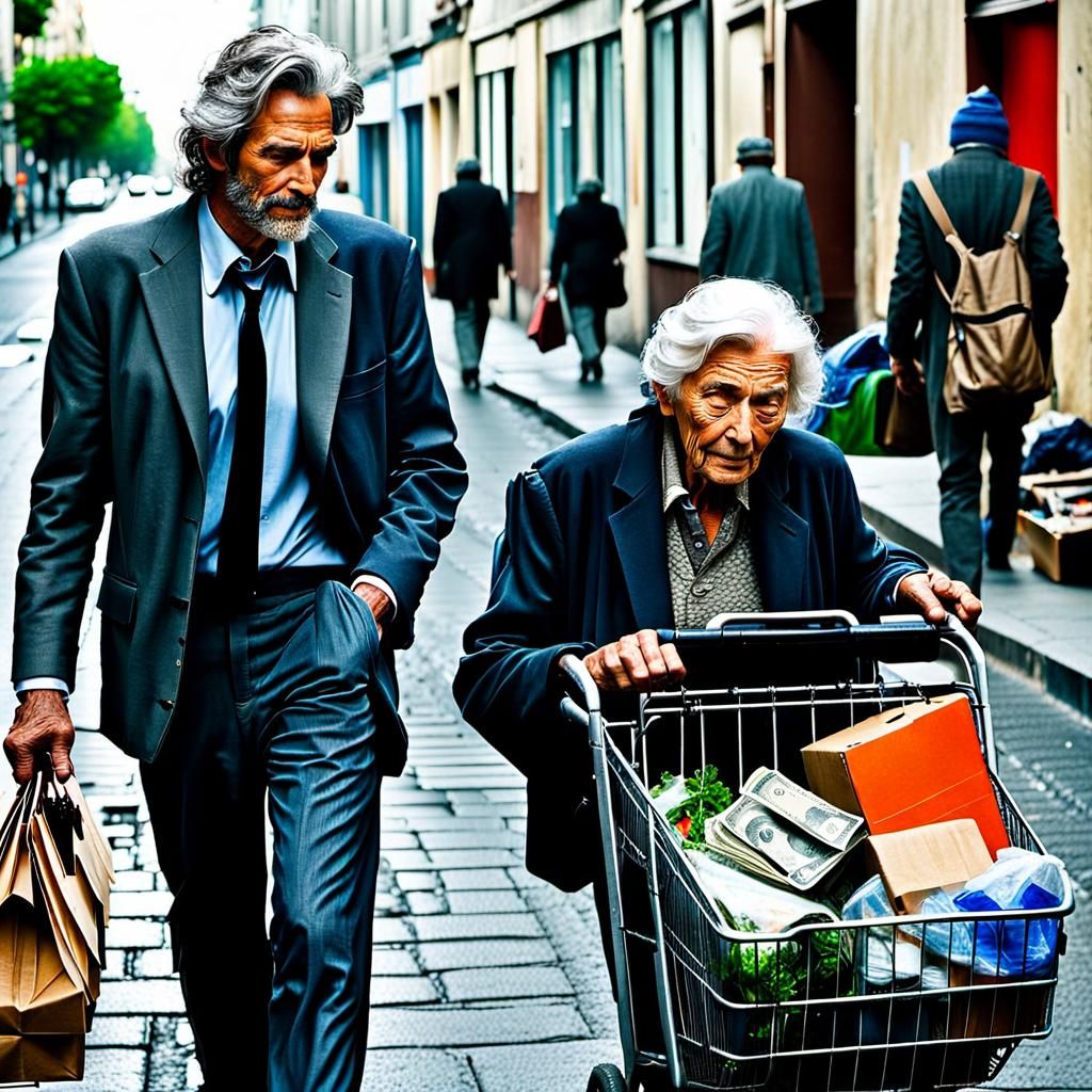 Touching Image of Generosity for Homeless Woman