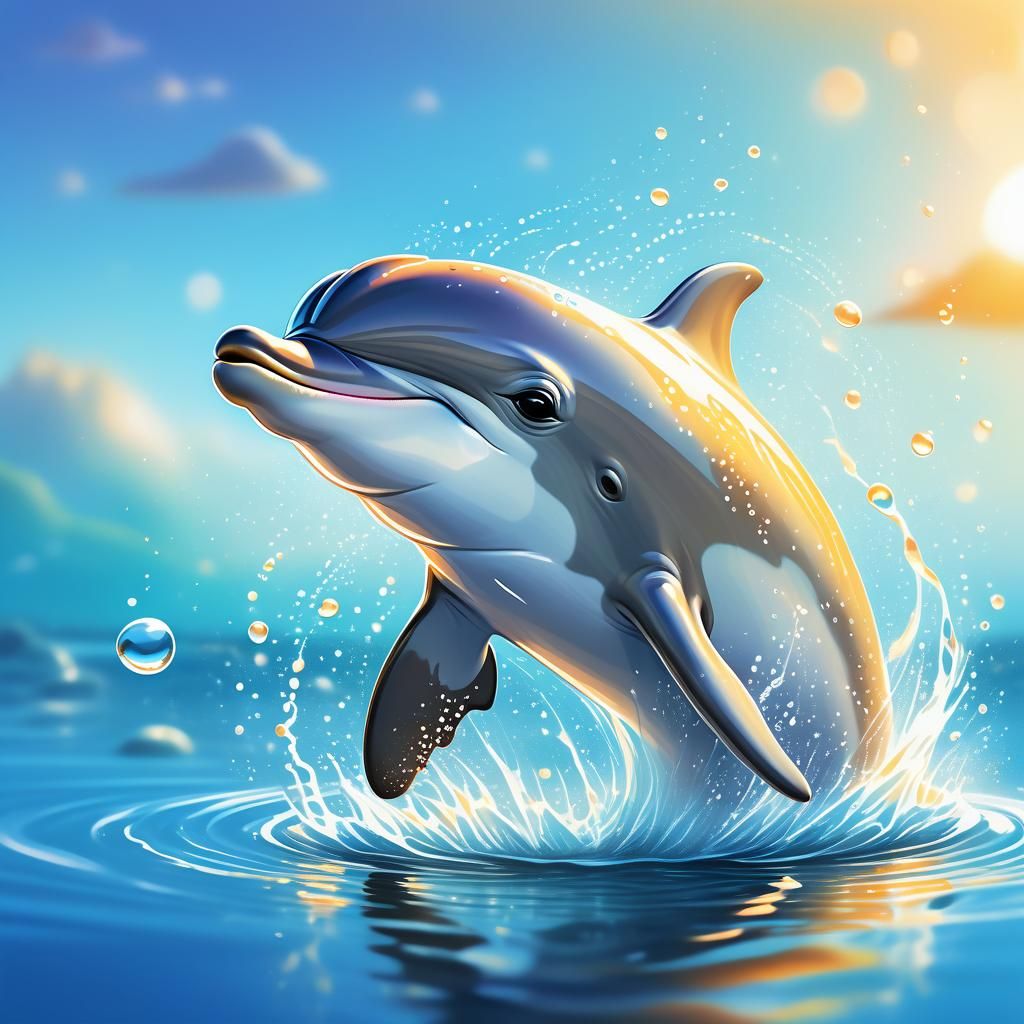 Adorable Baby Dolphin Illustration in Pastel Colors