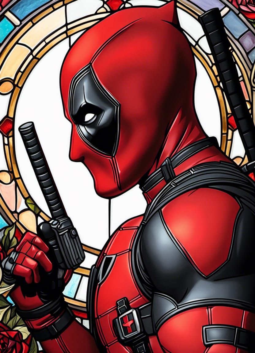 Deadpool in Stained Glass Style with Dynamic Lighting
