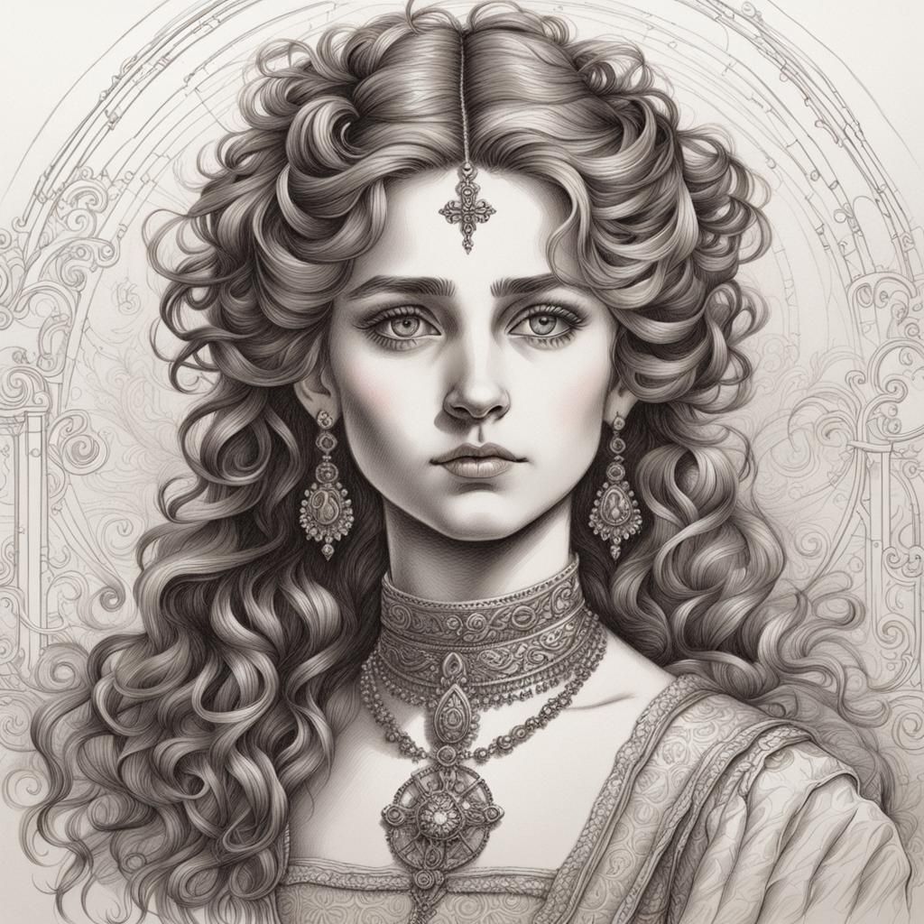 Portrait of a Beautiful Goddess with Intricate Details