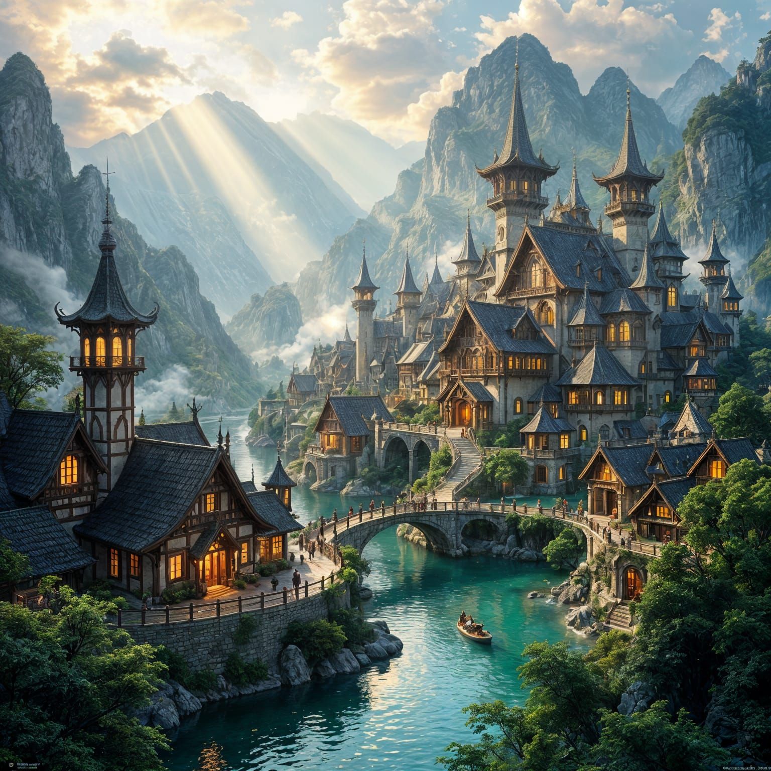 Elven Village: Hyperdetailed Fantasy Art