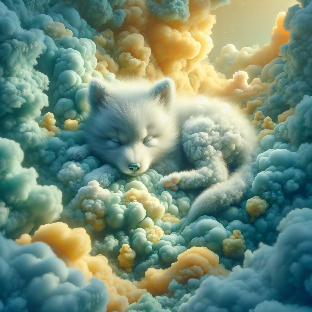 Dreamy Cloud Wolf in Serene Skies